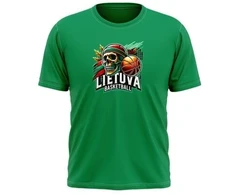 KS Vaikiški Marškinėliai Lietuva Basketball Skulls (3 spalvos), Vaikiški Dydžiai: 4 metai, Pasirinkite Spalvą: Žalia