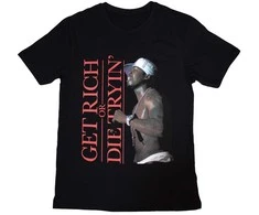 Rock 50 Cent Get Rich Marškinėliai, Dydis: M
