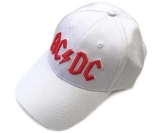 Rock AC/DC Raudona Logo Balta Kepurė