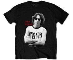 Rock John Lennon New York City Juodas &amp; Baltas Marškinėliai, Dydis: L