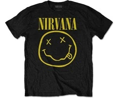 Rock Marškinėliai Nirvana Geltona Happy Face, Dydis: XL