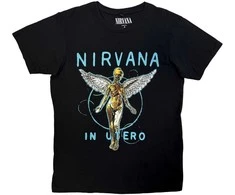 Rock Marškinėliai Nirvana In Utero Neon Mėlyna Premium Carbon, Dydis: L