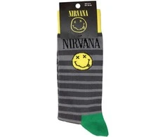 Rock Nirvana Happy Face &amp; Logo Stripes Kojinės