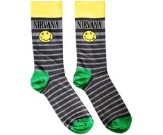 Rock Nirvana Happy Face &amp; Logo Stripes Kojinės
