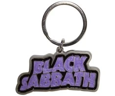 Rock Raktų Pakabukas Juodas Sabbath Wavy Logo Bordered