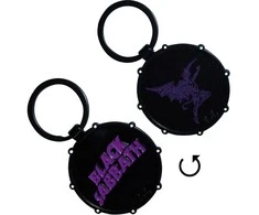 Rock Raktų Pakabukas Juodas Sabbath Wavy Logo &amp; Daemon Drum
