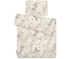 Bobono Kūdikio patalynės komplektas 75x100 cm smėlio spalvos su bijūnais NEWBORN