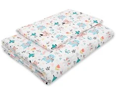 Bobono Patalynės komplektas su užpildu 120x90 cm – mėlyni meškiukai