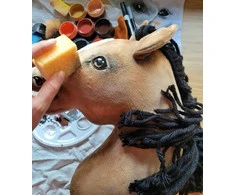 Super Hobby Horse Medinis žirgas ant lazdos šviesiai rudas Premium