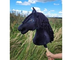 Super Hobby Horse Medinis žirgas su kotu – juodas, Premium