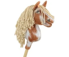 Hobby Horse lazdelinis arkliukas tobiano bay su smėlio spalvos karčiais Super Hobby Horse Premium