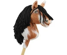 Hobby Horse lazdelinis arkliukas tobiano bay su juoda karčiene Super Hobby Horse Premium
