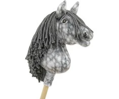 Super Hobby Horse Žirgas ant lazdelės vaikams, pilkas su pilka karčiu