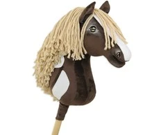 Super Hobby Horse Medinis žirgas su lazda tamsiai rudas – Premium Western