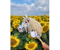 Super Hobby Horse Hobby Horse lazdelinis arkliukas su ruda leopardine spalva ir smėlio karčiais