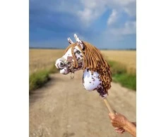 Super Hobby Horse Hobby Horse lazdelinis arkliukas rudas leopardinis su ruda karčiais Premium A4