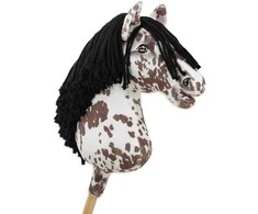Super Hobby Horse Medinis žirgas su kotu – rudas leopardinis su juoda karčiais