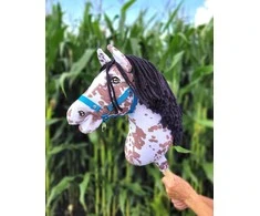 Super Hobby Horse Medinis žirgas su kotu – rudas leopardinis su juoda karčiais