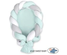 My Sweet Baby Pintas kūdikio lizdas 2in1 baltai pilka mėtų spalvų