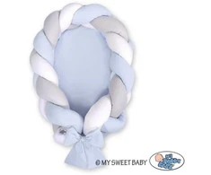 My Sweet Baby Pintas kūdikio lizdas 2in1 baltai pilkai mėlynas