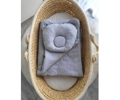 My Sweet Baby Antklodė su pagalvė kūdikiui muslino audinys pilka komplektas
