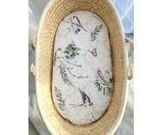 My Sweet Baby Medvilninis patalynės užvalkalas kūdikio lopšiui 75x35 cm, rudas su paukščiais