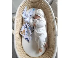 My Sweet Baby Minkštas medvilninis pledas kūdikiui su kiškučio ir meškiukų raštais, tamsiai mėlynas