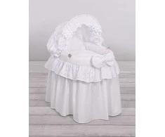 My Sweet Baby Lėlės lopšys su gobtuvu – baltas, pintas, su nėriniais