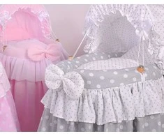 My Sweet Baby Lėlės pintas lopšys su stogeliu – pilkas