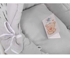 Ranku Darbo Es Pintas lėlių vežimėlis baltas su pilka patalyne