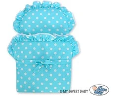 My Sweet Baby Lėlės pintas vežimėlis su turkio spalvos patalyne – natūralus