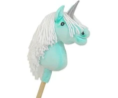 Super Hobby Horse Hobby Horse vienaragis ant lazdos mėtinės spalvos su balta karčiene