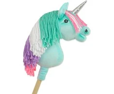 Super Hobby Horse Hobby Horse vienaragis lazdoje su spalvota karčiene ir sidabriniu ragu
