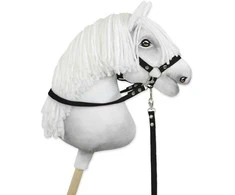 Super Hobby Horse Hobio žirgo kamanos su pavadžiu – juodos