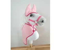 Super Hobby Horse Rinkinys hobby horse : šviesiai rožinis pledas ir ausinukai