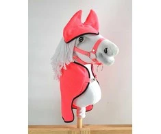 Super Hobby Horse Rinkinys hobby horse rožinė fleece antklodė ir ausinukai