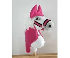 Super Hobby Horse Rinkinys hobby horse : tamsiai rožinis pledas ir ausinukai