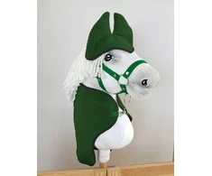 Super Hobby Horse hobby horse žirgui rinkinys: žalia vilnonė antklodė ir ausinės
