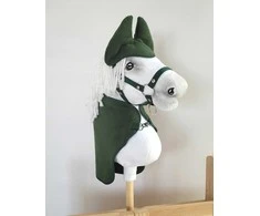Super Hobby Horse Hobby Horse rinkinys: žalia vilnonė antklodė ir ausinukai