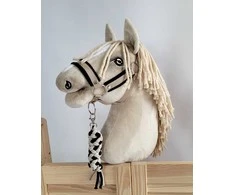 Super Hobby Horse Hobio žirgo kantaras A3 su juoda pūkuota apdaila ir pavadžiu