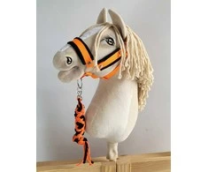 Super Hobby Horse Hobio žirgo kantaras su pavadžiu, juodas/neoninis oranžinis