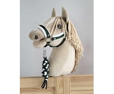 Super Hobby Horse Hobio žirgo kantaras A3 su balta pūkuota apdaila ir pavadžiu