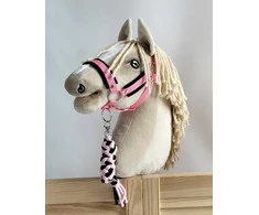 Super Hobby Horse Hobio žirgo kantaras su pavadžiu – juoda ir rožinė