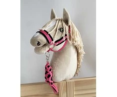 Super Hobby Horse Hobio žirgo kantaras ir pavadis – juoda ir tamsiai rožinė