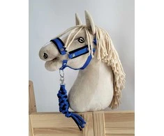 Super Hobby Horse Hobio arkliuko kantaras A3 su juoda pūkuota apdaila + juoda-mėlyna pavadėlis