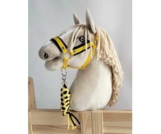 Super Hobby Horse Pavadėlis hobi arkliukui, juodai geltonas, pintas