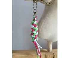 Super Hobby Horse Pavadėlis hobi arkliukui, dvigubas, tamsiai rožinis/šviesiai žalias/baltas