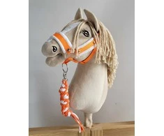 Super Hobby Horse Pavadėlis hobi arkliukui, neoninės oranžinės ir baltos spalvos