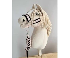 Super Hobby Horse Pavadėlis hobi arkliukui, juodas ir pudros rožės spalvos