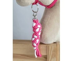 Super Hobby Horse Pavadėlis hobi arkliukui, baltai tamsiai rožinis